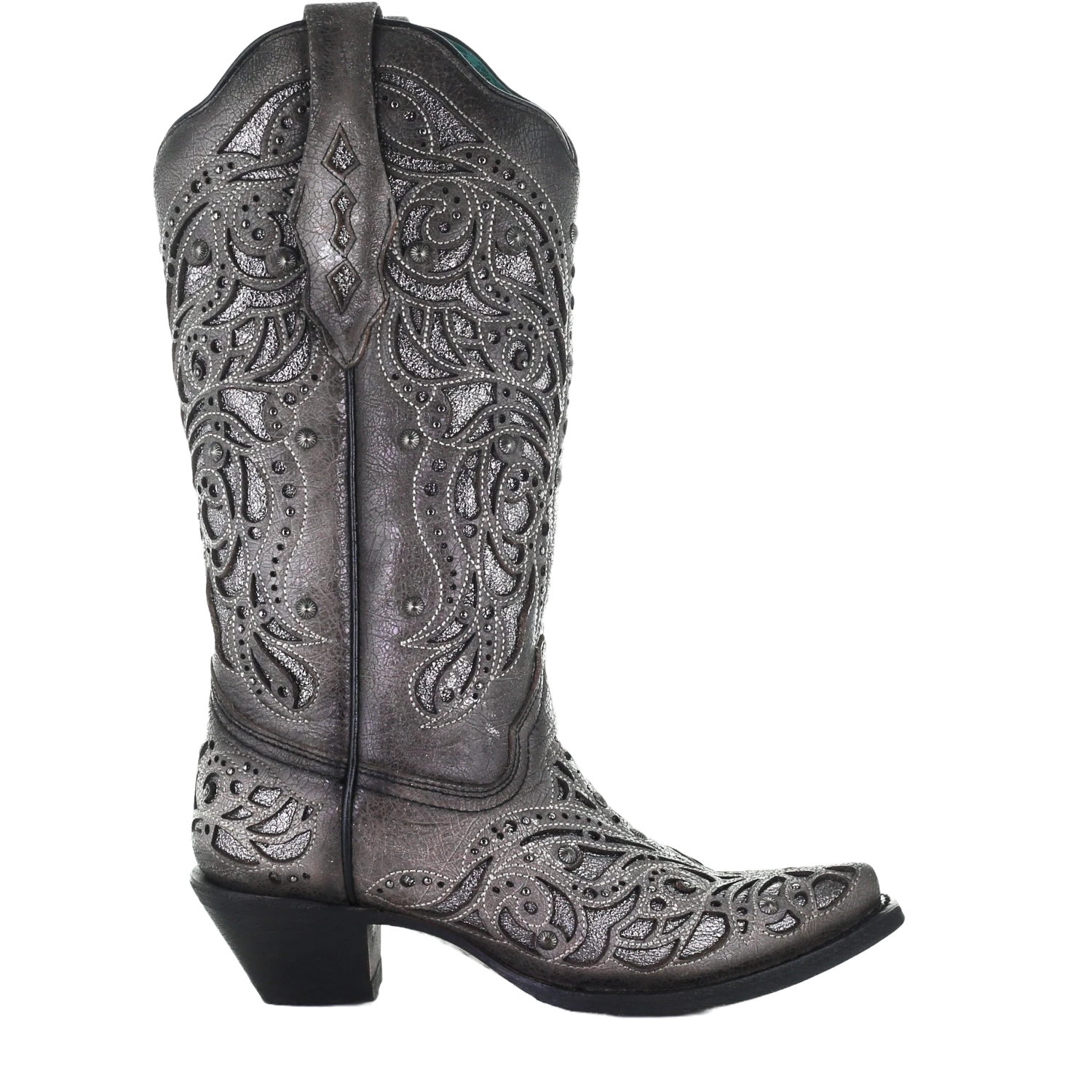 Corral Boots Corral Ladies Grey With Silver Inlay & Studs Embroidered Boots A3939 2 Corral Boots Corral Ladies Grey With Silver Inlay & Studs Embroidered Boots A3939 - Image 2