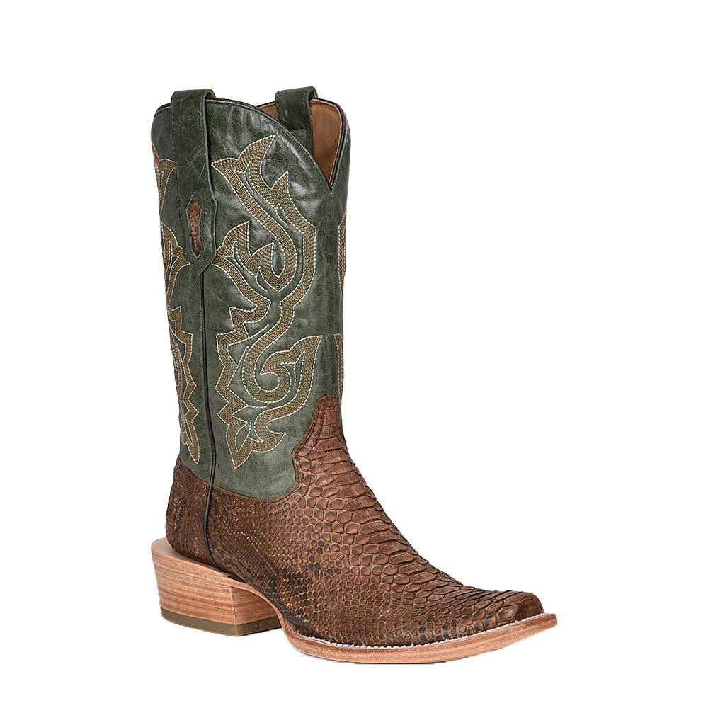 Corral Boots Corral Men's Brown & Green Python Leather Square Toe Boots A4287 1 Corral Boots Corral Men's Brown & Green Python Leather Square Toe Boots A4287