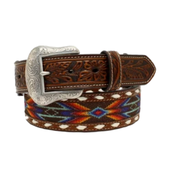 Nocona Men's Leather Laced Embossed Multi Colored Belt N210002697