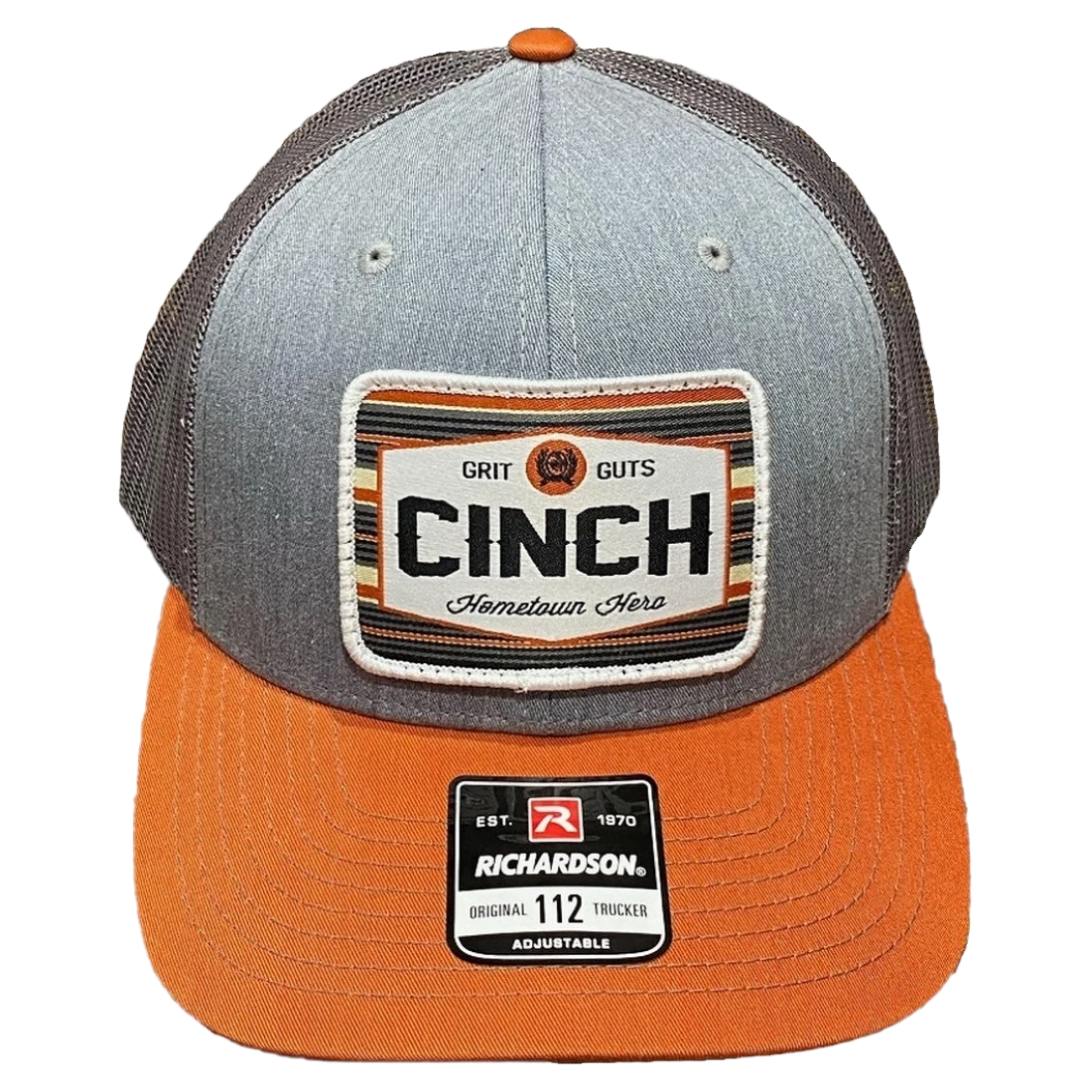 Cinch Men's Grey & Burnt Orange Snapback Patch Trucker Cap MCC0800007 1 Cinch Men's Grey & Burnt Orange Snapback Patch Trucker Cap MCC0800007