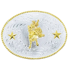Nocona Men'sShinny Star Bull Belt Buckle 3757041