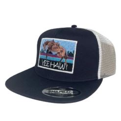 Justin Men's "YeeHaw" Patch Graphic Navy Snap Back Cap JCBC503
