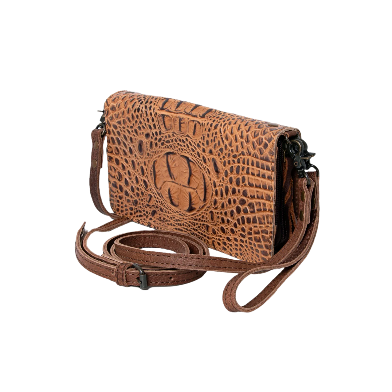 American Darling® Organiser Full Croc Brown Leather Bag ADBG485AU 1 American Darling® Organiser Full Croc Brown Leather Bag ADBG485AU