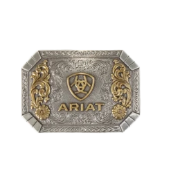 Ariat® Floral Engraved Rectangle Silver Belt Buckle A37022