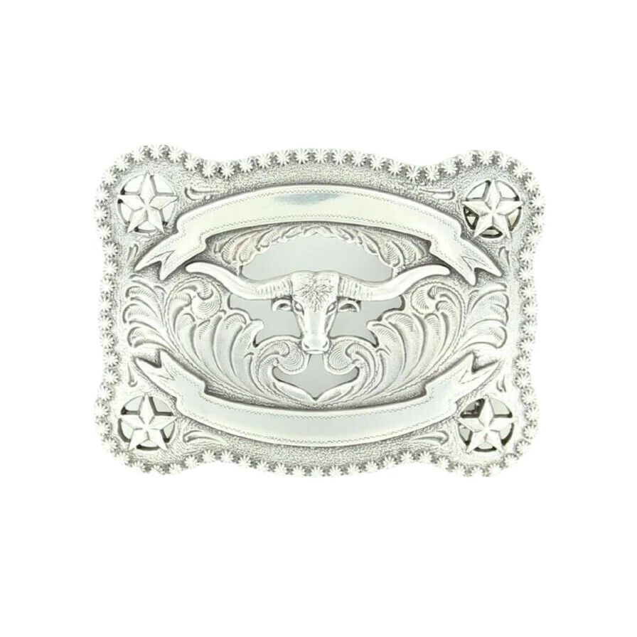 Nocona Silver Rectangular Longhorn Belt Buckle 37580 1 Nocona Silver Rectangular Longhorn Belt Buckle 37580