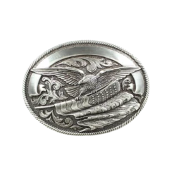 Nocona Mens Silver Eagle With American FlagBelt Buckle 37034