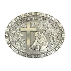 Nocona Soldier Praying At Cross Freedom Is Not Free Belt Buckle 37985