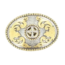 Nocona Men's Western LargeSilver & Gold Cross Buckle 3756645
