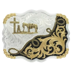 Montana Silversmiths Two Tone Buckle With Christian Cowboy 35410YG-731M