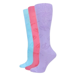 Wrangler® Ladies 3-Pair Spur Strap Pattern Lilac/Light Blue/Pink Knee High Socks 00712-7002-MED