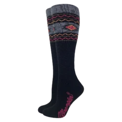 Wrangler® Ladies Aztec Pattern Seamless Toe Black Socks 72867-2000-MED