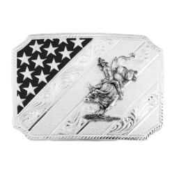 Montana Silversmiths Men's American Bullrider Silver Buckle 46100-205H
