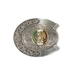 Ariat® Mexico Flag Engraved Silver Belt Buckle A37021