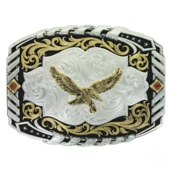 Montana Silversmiths Two Tone Cantle Roll & Eagle Buckle 34800-696
