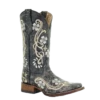 Circle G By Corral Ladies Black Floral Embroidered Boots L5241