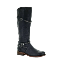 Circle G By Corral Ladies Black Woven & Straps Round Toe Boots Q5041