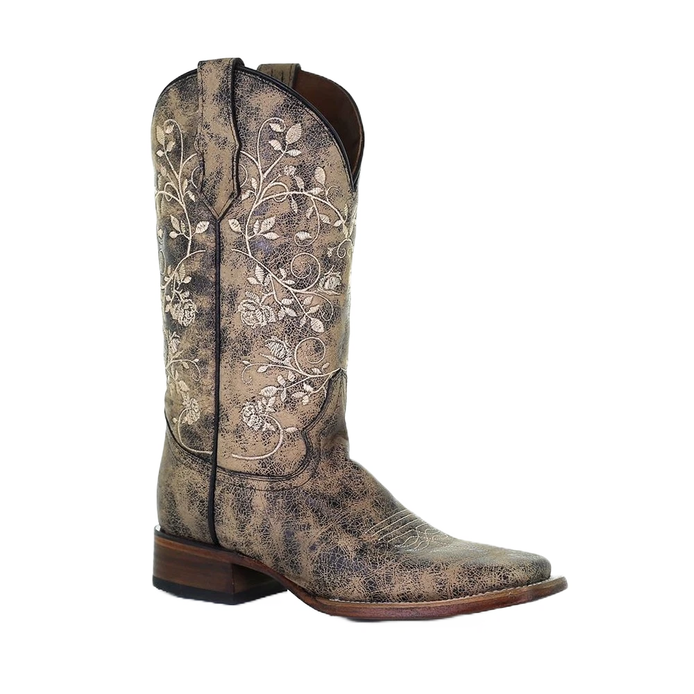 Circle G By Corral Ladies Floral Embroidery Black & Sand Boots L5717 1 Circle G By Corral Ladies Floral Embroidery Black & Sand Boots L5717