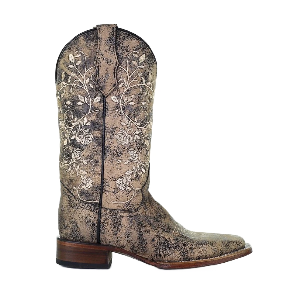 Circle G By Corral Ladies Floral Embroidery Black & Sand Boots L5717 2 Circle G By Corral Ladies Floral Embroidery Black & Sand Boots L5717 - Image 2