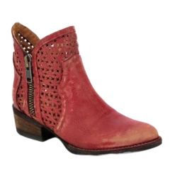 Circle G By Corral Ladies Red Laser Cutout Shortie Boot Q0003