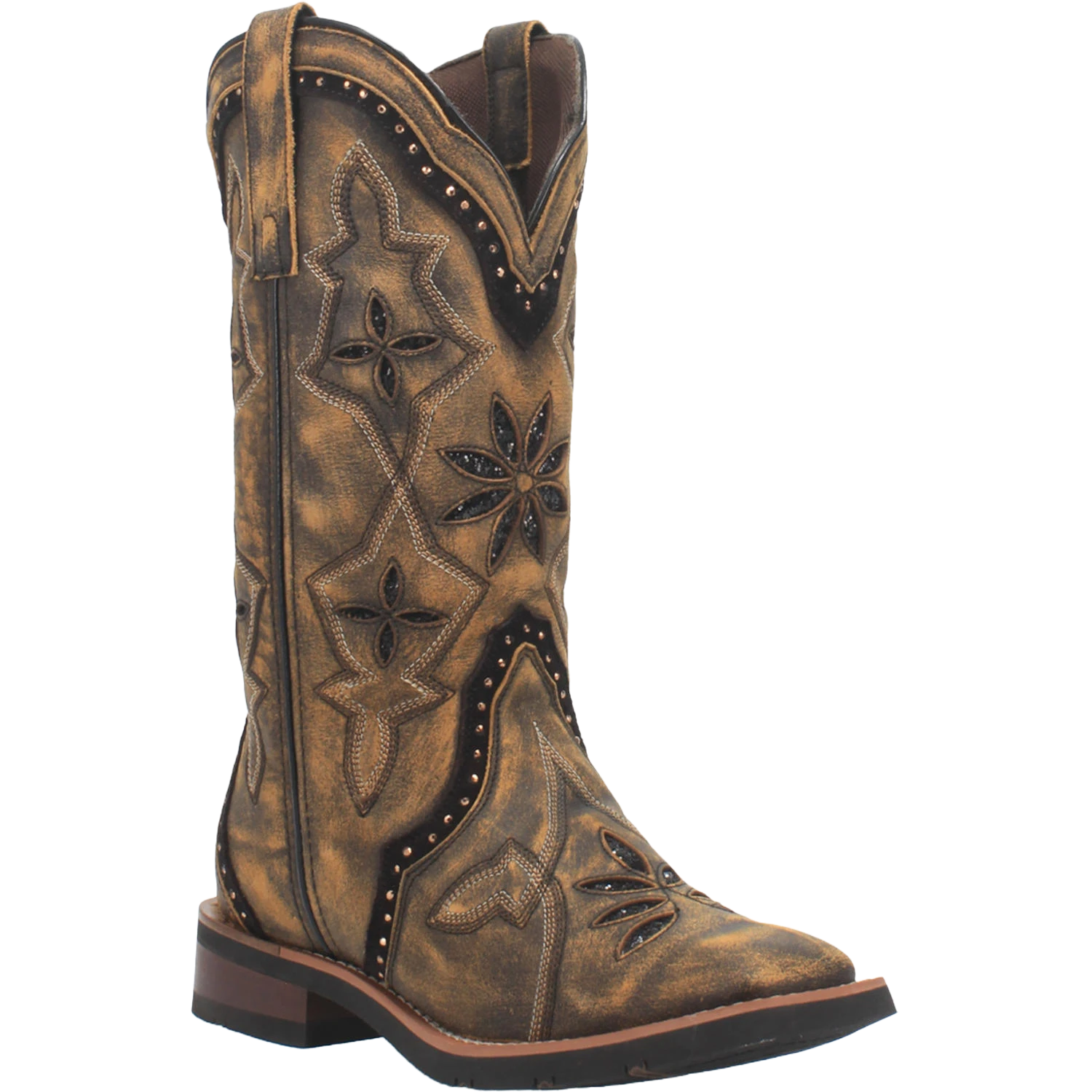 Laredo Ladies Bouquet Black And Brown Square Toe Boots 5844 1 Laredo Ladies Bouquet Black And Brown Square Toe Boots 5844