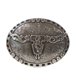 NoconaFloral Bull Skull Silber Buckle 37717