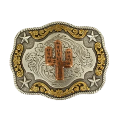 Nocona Mens Tri Tone Cactus Belt Buckle 37400