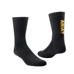 Ariat® Men's Premium Cotton Black 3 Pack Crew Work Socks 10036518