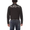 Scully Men's Horseshoe & Roses Embroidered Retro Snap Shirt P-910-BLK