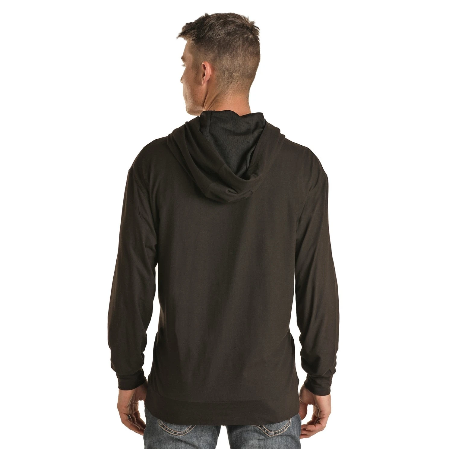 Rock & Roll Denim Logo Black Long Sleeve Hoodie P8H1531 2 Rock & Roll Denim Logo Black Long Sleeve Hoodie P8H1531 - Image 2