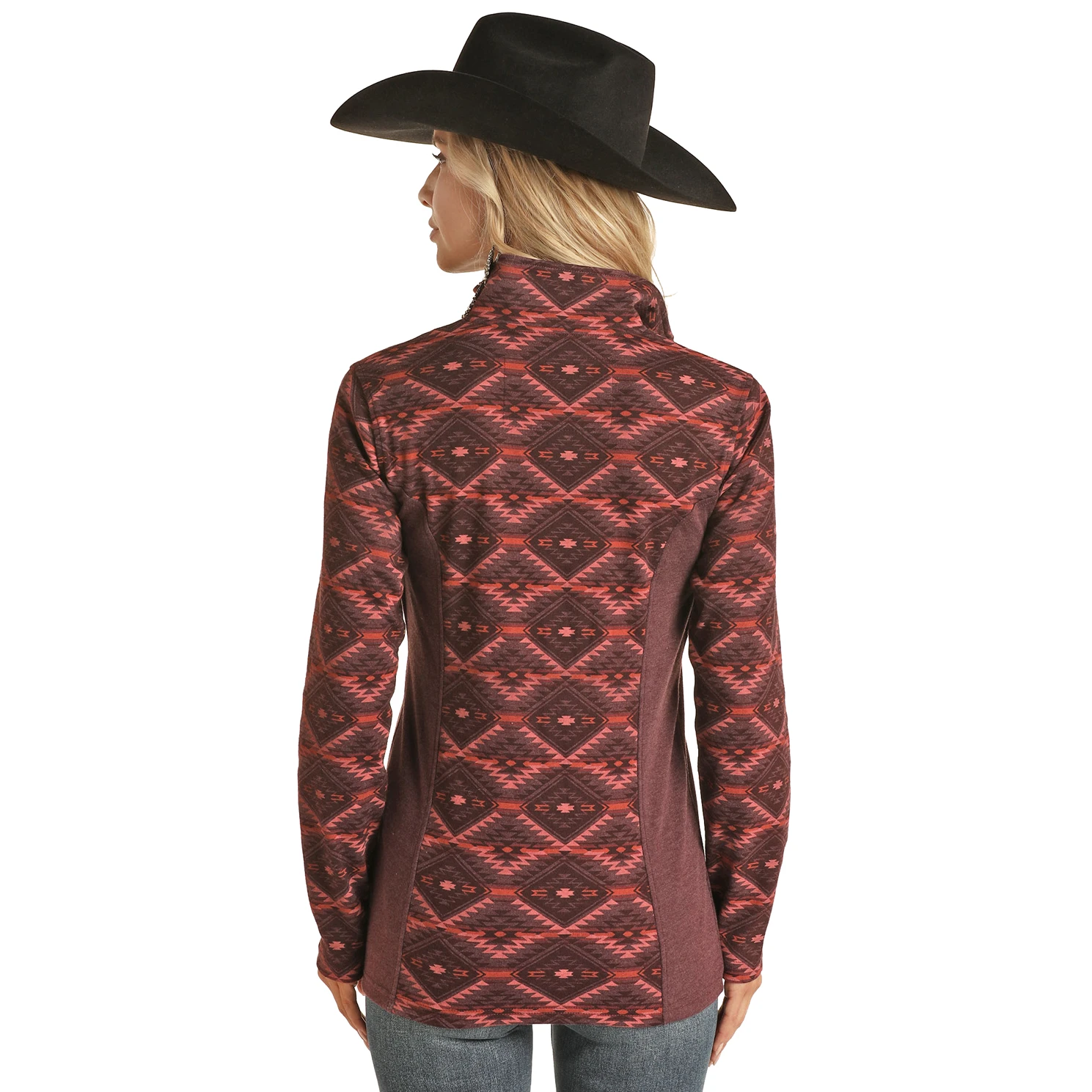 Powder River Ladies Burgundy Aztec Knit Henley Pullover PRWO91RZXR-62 2 Powder River Ladies Burgundy Aztec Knit Henley Pullover PRWO91RZXR-62 - Image 2