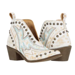 Circle G By Corral Ladies White Studs Booties Q0167 -Ariat Style Q0167a