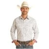 Panhandle Men's Aztec Geometric Natural Snap Shirt R0S3279