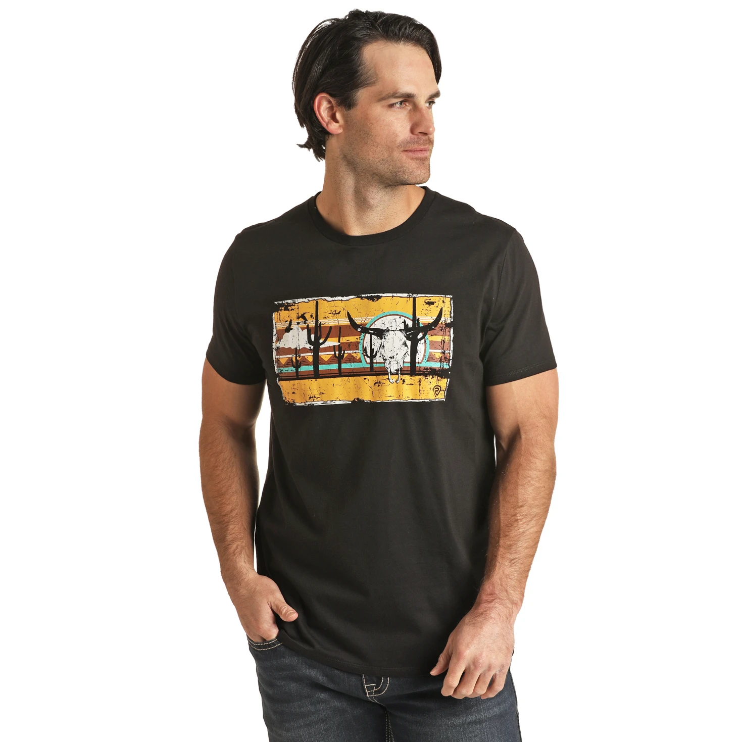 Rock & Roll Unisex Black Bull Skull Graphic T-Shirt RRUT21R060-01 1 Rock & Roll Unisex Black Bull Skull Graphic T-Shirt RRUT21R060-01