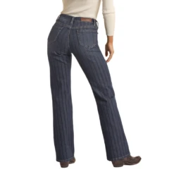 Rock & Roll Denim® Ladies Jacquard High Rise Dark Wash Jeans RRWD4HR0G4 -Ariat Style RRWD4HR0G4a