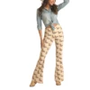 Rock & Roll® Ladies Pull On Western Print Beige Flares RRWD6PRZUB