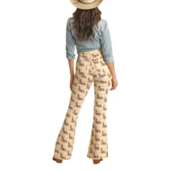 Rock & Roll® Ladies Pull On Western Print Beige Flares RRWD6PRZUB -Ariat Style RRWD6PRZUB 2