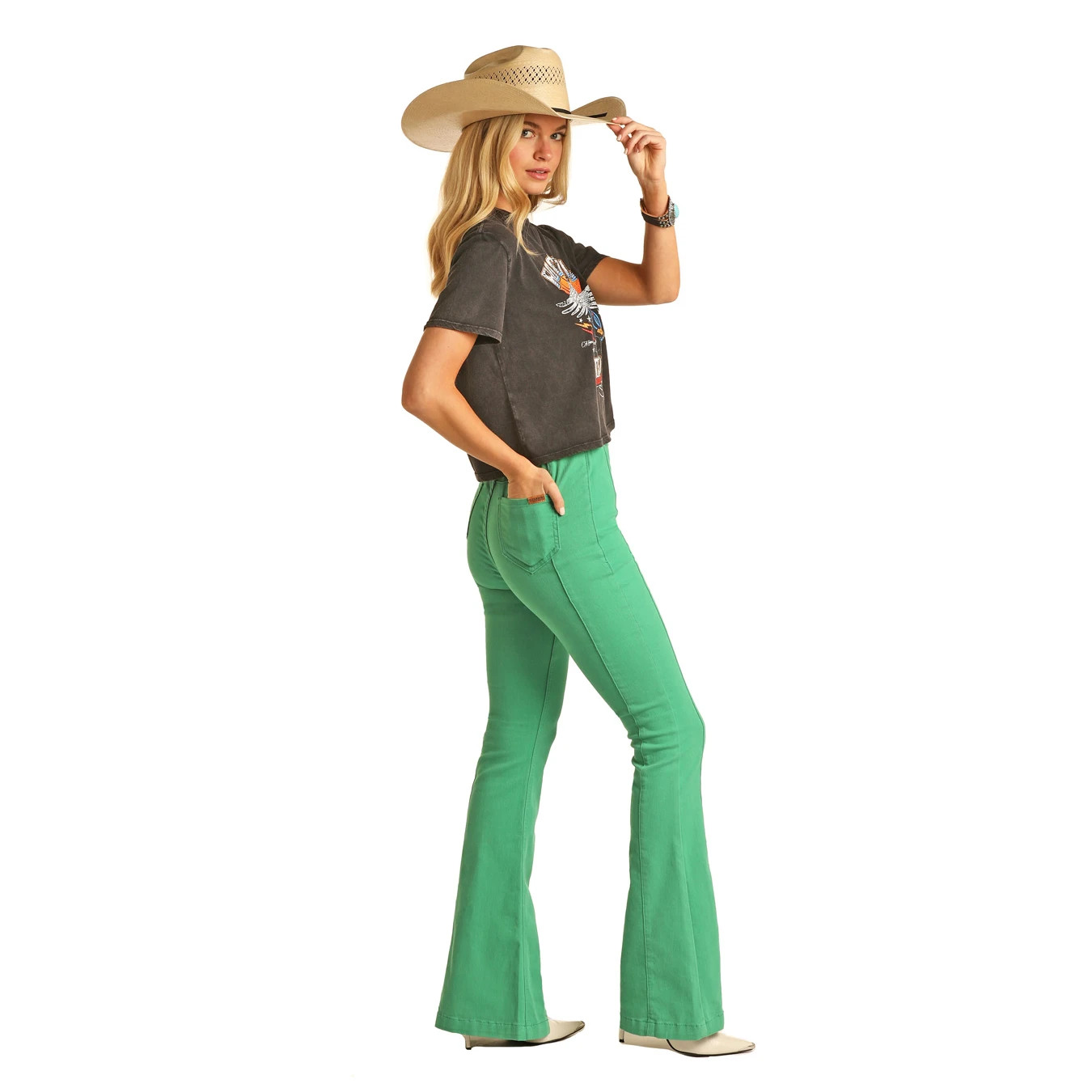 Rock & Roll® Ladies Pull-On Front Slit Kelly Green Flares RRWD6PRZUC 2 Rock & Roll® Ladies Pull-On Front Slit Kelly Green Flares RRWD6PRZUC - Image 2