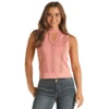 Rock & Roll Denim® Ladies Muave Rose Ribbed Studded Tank Top RRWT20R0Z9-66