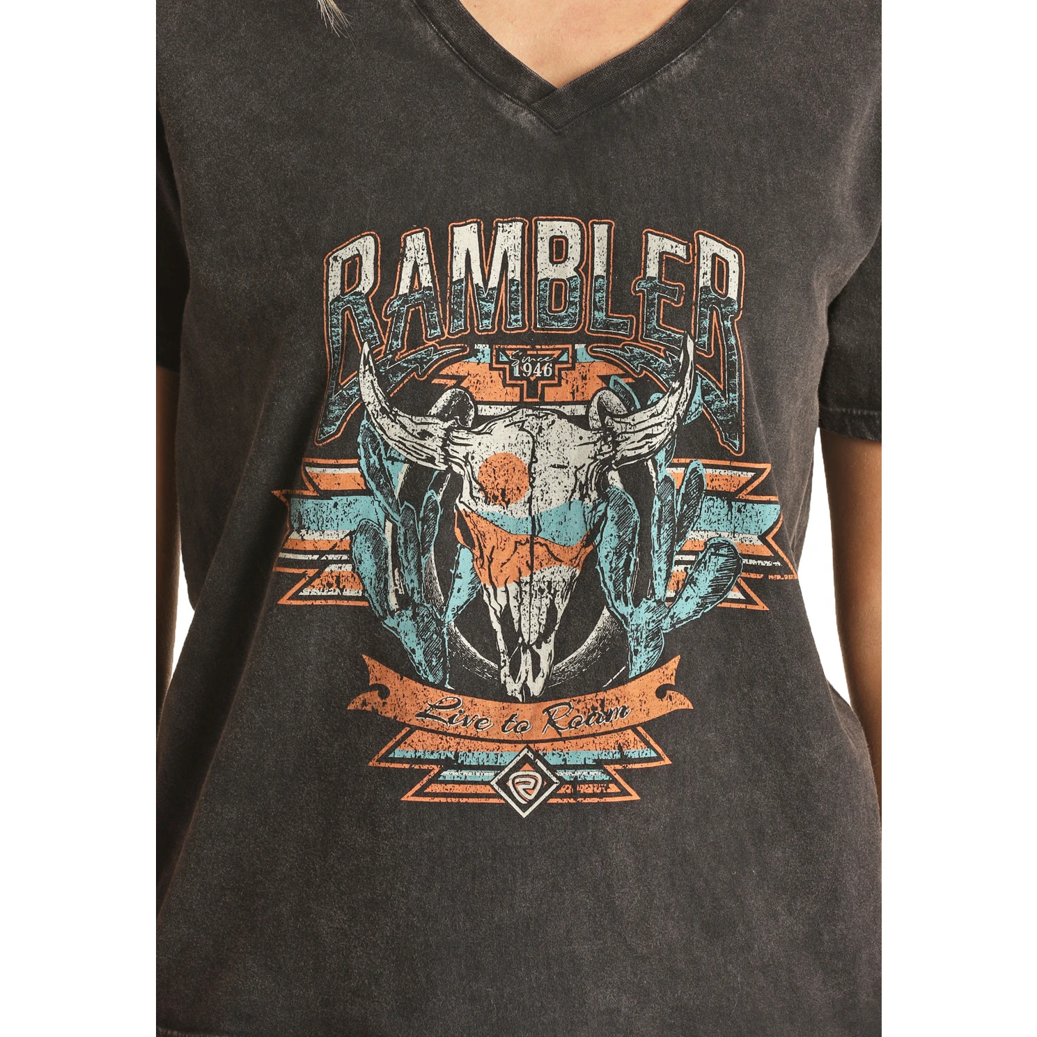 Rock & Roll® Ladies Bull Skull Graphic Black T-Shirt RRWT21RZOG 2 Rock & Roll® Ladies Bull Skull Graphic Black T-Shirt RRWT21RZOG - Image 2