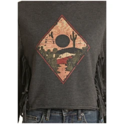 Rock & Roll® Ladies Desert Fringe Black Graphic Shirt RRWT91R059-01 -Ariat Style RRWT91R059 01 52