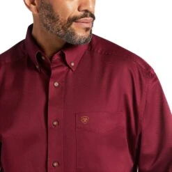 Ariat® Men's Solid Twill Burgundy Long Sleve Button Shirt 10012635 -Ariat Style S15 MNS WEST 10012635 detail01