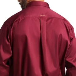 Ariat® Men's Solid Twill Burgundy Long Sleve Button Shirt 10012635 -Ariat Style S15 MNS WEST 10012635 detail02 1
