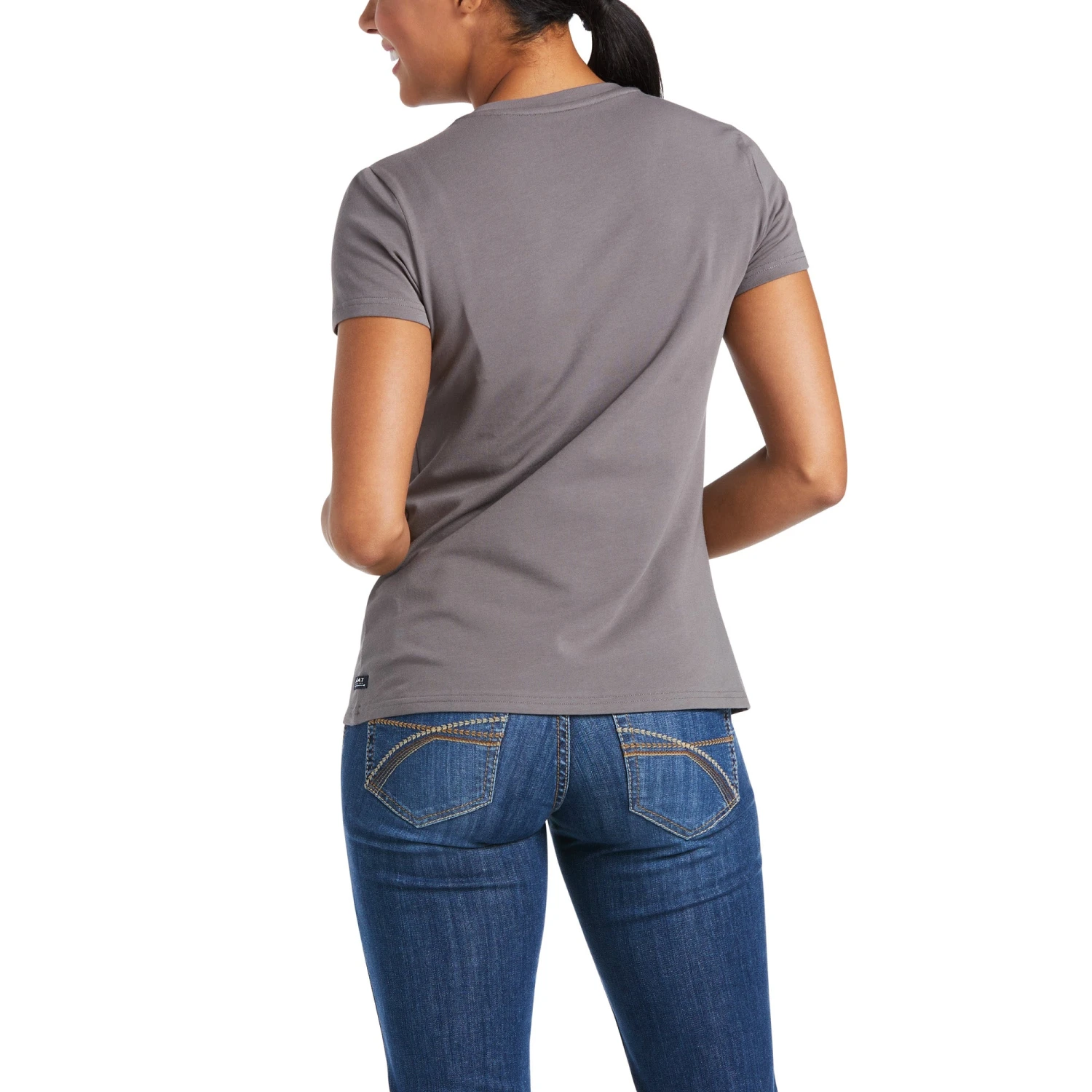 Ariat Ladies Authentic Logo Plum Grey Short Sleeve T-Shirt 10035435 2 Ariat Ladies Authentic Logo Plum Grey Short Sleeve T-Shirt 10035435 - Image 2