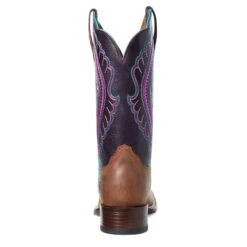Ariat Ladies Primetime Embroidered Brown & Purple Western Boots 10035936 -Ariat Style S21 WMS WEST 10035936 heel