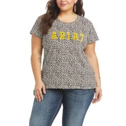 Ariat Ladies Real Wild Logo Leopard T-Shirt 10036195 -Ariat Style S21 WMS WEST 10036195 front plus