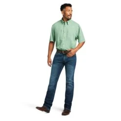 Ariat Men's Venttek Classic Turf Green Short Sleeve Shirt 10039373 -Ariat Style S22 MNS WEST 10039373 full