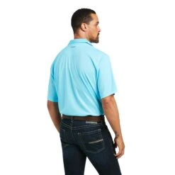 Ariat Men's Tek Polo Turquoise Short Sleeve Shirt 10039381 -Ariat Style S22 MNS WEST 10039381 back
