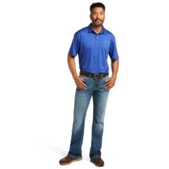 Ariat® Men's Charger 2.0 Venus Blue Short Sleeve Polo Shirt 10039414 -Ariat Style S22 MNS WEST 10039414 full