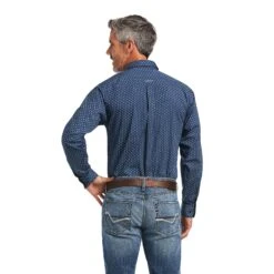 Ariat Men's Taim Stretch Skyfall Blue Fitted Button Down Shirt 10039754 5 Ariat Men's Taim Stretch Skyfall Blue Fitted Button Down Shirt 10039754 -Ariat Style S22 MNS WEST 10039754 back