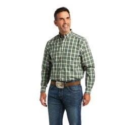 Ariat Men's Teo Stretch Ancient Moss Classic Button Down Shirt 10039765